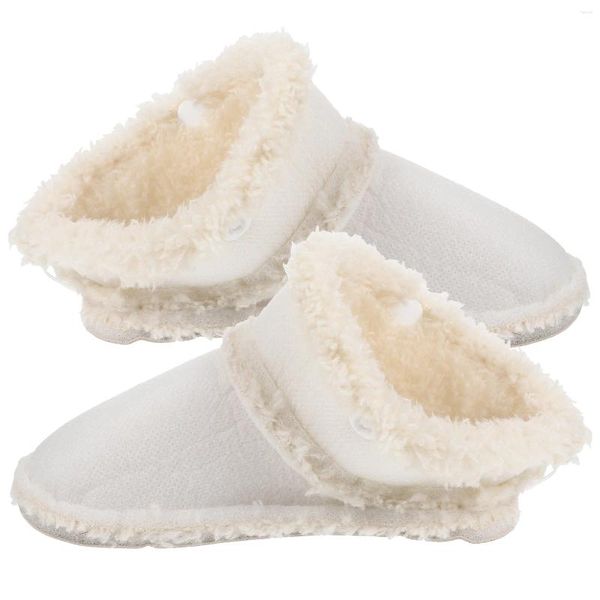 Pantofole per primi camminatori per bambini Inserti per scarpe con foro Fodere fuzzy a tre bottoni Cotone invernale in peluche per bambini