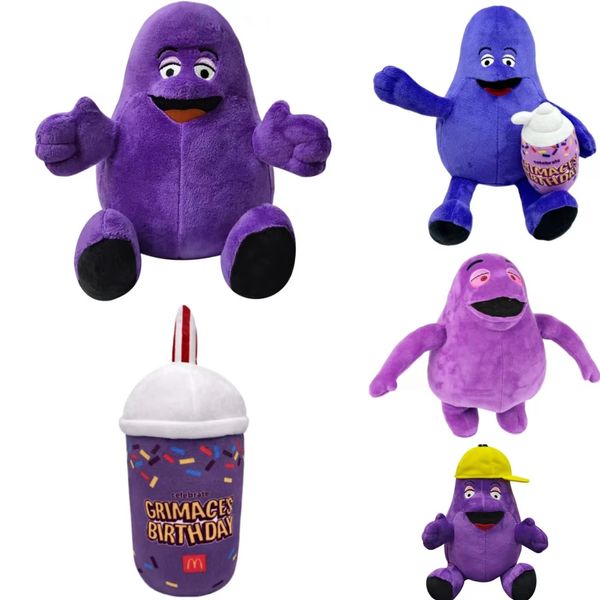 Bonecas de pelúcia 1-2pcs Grimace Aniversário Grimace Brinquedo de pelúcia Grimace Shake Plush Color Doll Game Stuffed Animal Soft Toy Mascot Bottle Gift Boy Kid 231207