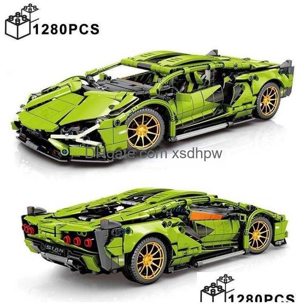 Blocchi 1280 pezzi tecnici 114 Sian S Sports Car Building Moc City Speed Vehicle assemblare giocattoli in mattoni per bambini Ragazzi regali di consegna di goccia Dhgsb