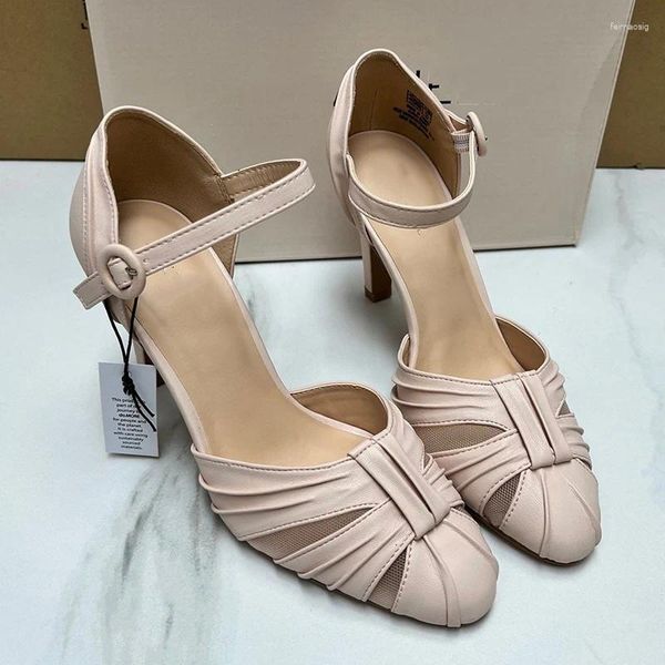 Sandalen 2024 Frauen Marke Designer Dünne High Heels Luxus Design Abdeckung Ferse Pumpen Sommer Dame Elegante Nude Schuhe