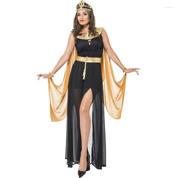 Ethnische Kleidung 3-teiliges sexy ägyptisches Kleopatra-Kostüm für Damen, römische Toga-Robe, griechisches Kostüm, Outfits, Gold