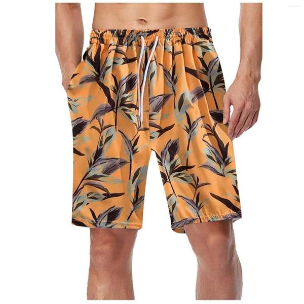 Shorts masculinos verão havaí roupa de banho de secagem rápida masculina respirável boho praia calças curtas treino troncos de natação