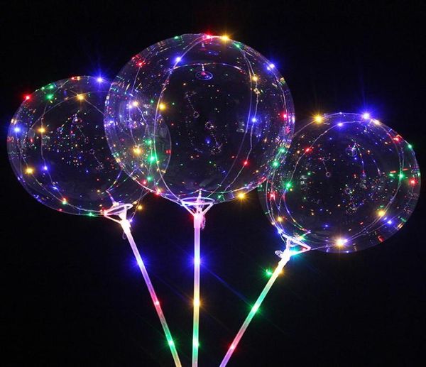 LED Balon Çubuklarla Aydınlık Şeffaf Helyum Clear Bobo Balons Düğün Doğum Günü Partisi Dekorasyonları Çocuk Led Hafif Balon 13217770