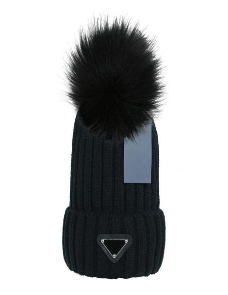 Новая модная женская теплая зимняя шапка с большими помпонами из искусственного меха, вязаная лыжная шапка, черная, синяя, белая, розовая7992355