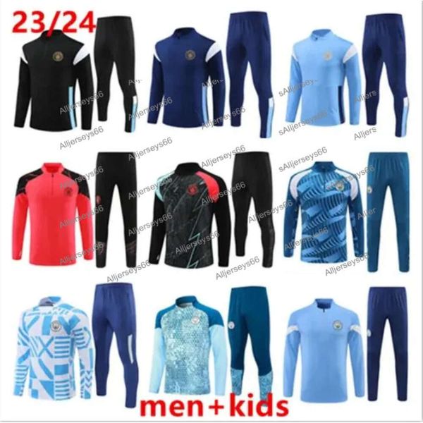 2024 MAN CITY HAALAND HAF HAF ZIP EĞİTİM KURULUM ERKEKLER 23/24 Uzun Beeve Sportswear Footba eşofmanları 2023 Erkek Girs Survatment Foot _Soccer Set Ceket