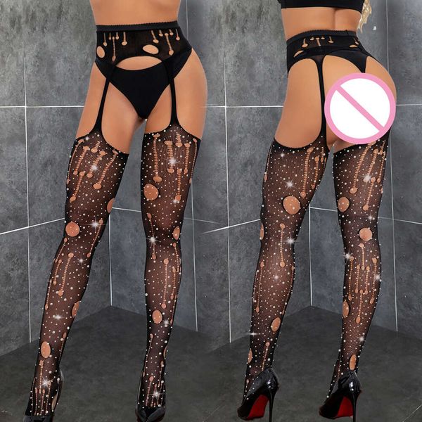 Venda quente meias femininas meias de corpo roupas sexy fishnet leggings para meninas malha erótica oco suspender meia-calça sexy sexy