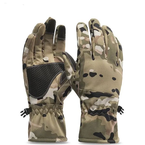 Guanti a cinque dita Desert Camo Tattiche invernali Outdoor Camo Caccia Guanti da pesca caldi antiscivolo Guanti impermeabili Guanto da moto 231208