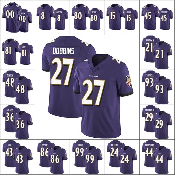 Мужские футболки Baltimore Ravens 8 Ламар Джексон 81 Хайден Херст 48 Патрик Куин Custom Women Youth '' Limited Football Jersey