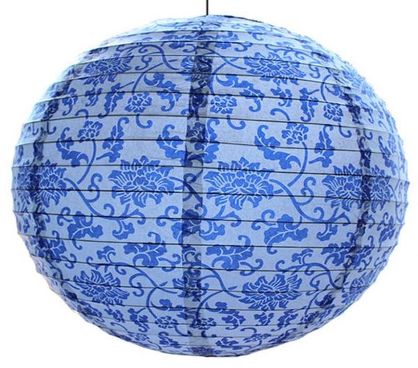 Cina Lanterna di carta Festival Forniture Compleanno Decorazione della festa nuziale arredamento regalo artigianale Fai da te Lampion Lanterna bianco blu rosa Q08108588969