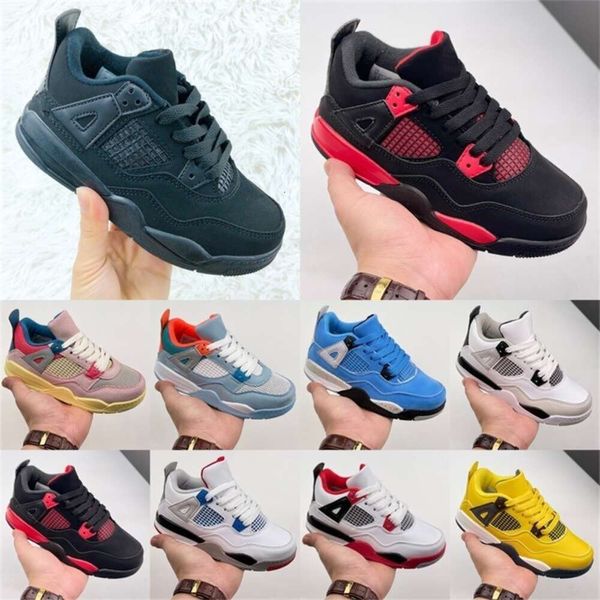 Jumpman 4 4s Kinder Basketballschuhe Raptors Bred Tattoo Tinker Black Cement Fire Thunder Big 5 5s Kinder Jugend Jungen Sport Kinder Turnschuhe Größe 22-37