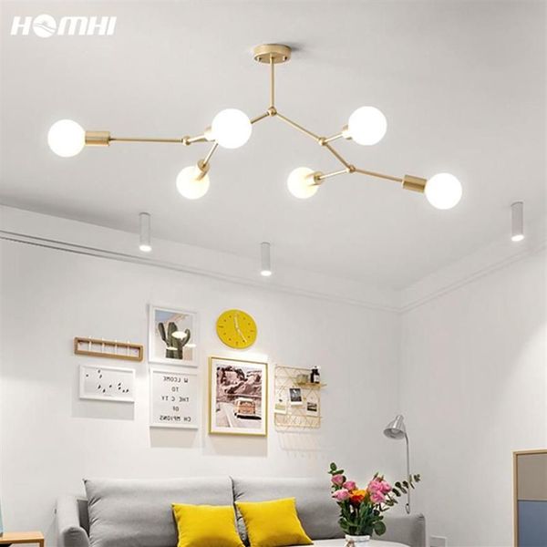 Lustre moderno sputnik lâmpada de teto aranha dourada nordic decoração para casa sala estar jantar e27 110v 220v gota lustres289u