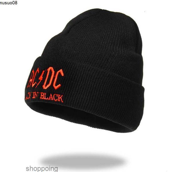 Beanie / Skull Caps Moda Ac DC Bordado Chapéu de Malha Quente Beanie para Homem Chapéus de Inverno Carta Bonnet Skullies Caps J230518