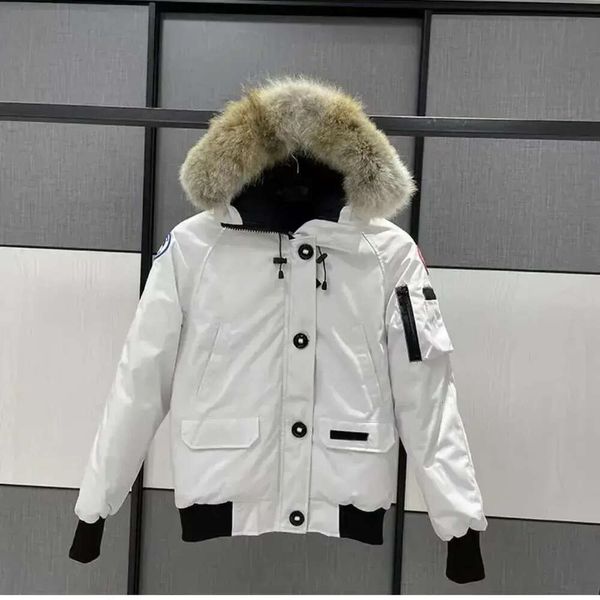 Männer Pilot Daunenjacke Echtes Wolfsfell Kapuze Canvas Parkas Brief Patch Reißverschlusstaschen Warme Dicke Oberbekleidung Designer Frau A W Großhandel 2 Stück 10 % Rabatt C