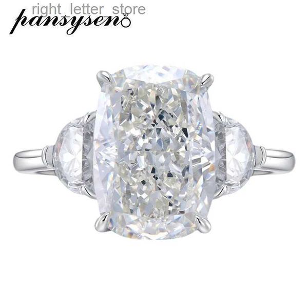 Com pedras laterais PANSYSEN 925 prata esterlina esmagada corte de gelo simulado moissanite diamante anéis de casamento para mulheres proposta anel de noivado YQ231209