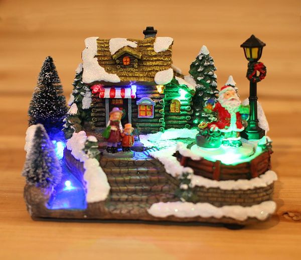 Music Glow Weihnachtsdorfhaus, Szene 1, rollende Figuren mit LED-Licht und Musik, batteriebetrieben und USB4902319