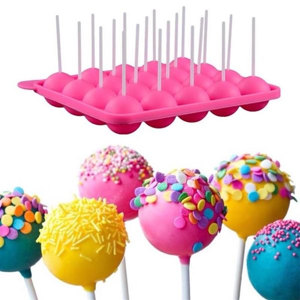 1PC 20 Fori Torta Del Silicone Della Caramella Della Muffa Del Biscotto Del Bigné Lollipop Bastoni Vassoio Bastone Del Sapone Al Cioccolato Stampo FAI DA TE Strumento di Cottura 201023277y