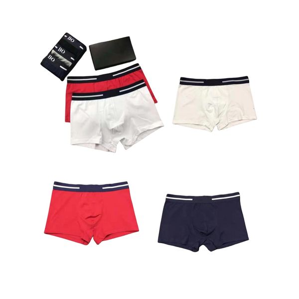 3 pares de um conjunto de roupa íntima de marca, shorts sexy, boxers masculinos, shorts casuais, cuecas de luxo, respirável, caixa padrão