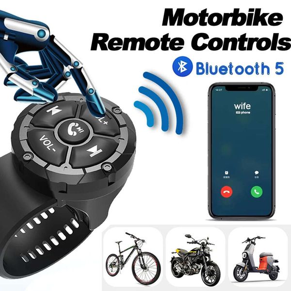 Novo sem fio bluetooth 5.3 botão remoto capacete fone de ouvido motocicleta/bicicleta guiador controle mídia volante controle remoto