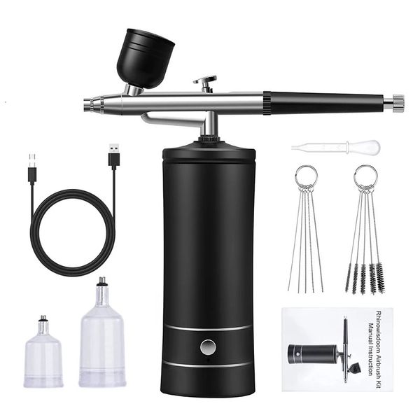 Airbrush Tattoo Supplies Wiederaufladbare Kompressor Kit Air Brush Sprayer Gun Wasser Sauerstoff Tiefe Hydrating Maschine Für Nail art Kuchen Make-Up 231208