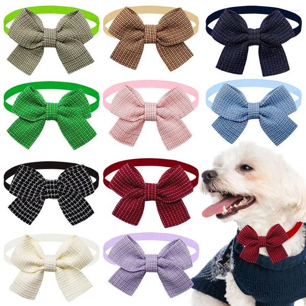 Abbigliamento per cani 50 pezzi Samll Cat Bowties Plaid Style Papillon Cravatte per cani Animali domestici Accessori per toelettatura Piccoli