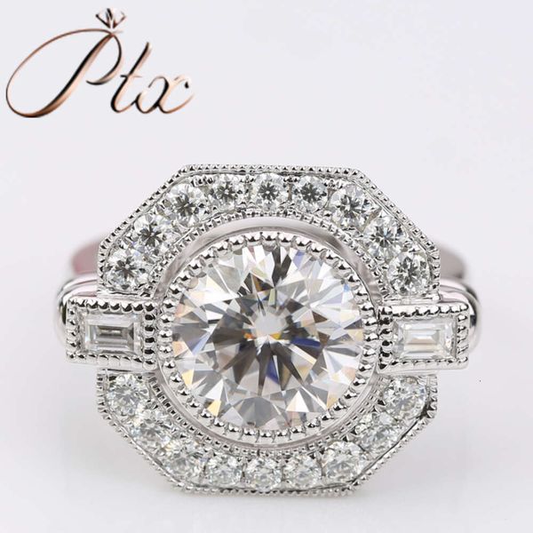 14K Weißgold-Ring, heißer Verkauf, neuer Stil, heißer Verkauf, eleganter Hauptstein, 9 mm runder Edelstein, Moissanit-Edelstein-Diamant-Ring
