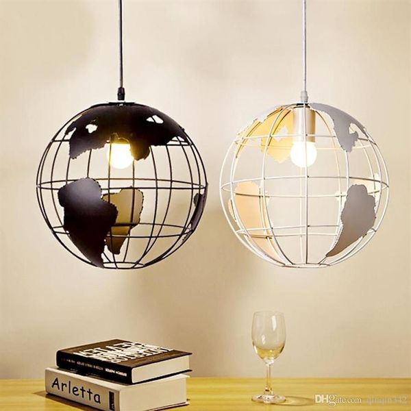 IN magazzino Lampadari moderni Lampade a sospensione a globo Lampade a sospensione di colore bianco nero per bar ristorante Apparecchio a soffitto a sfera cava252S