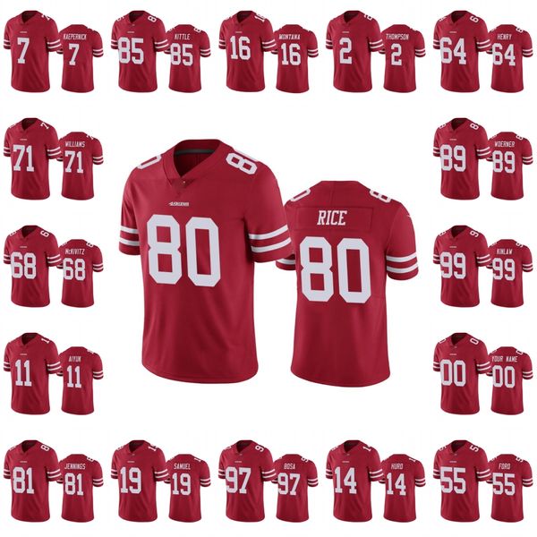 Maglia da calcio giovanile personalizzata da donna San Francisco''49ers''Men 11 Brandon Aiyuk 97 Nick Bosa 7 Colin Kaepernick 80 Jerry Rice