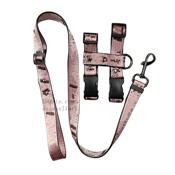 Arnês e trela para gatos de designer à prova de fuga, conjunto de arnês e trela para gatos ajustáveis para caminhadas, arnês leve para gatos para gatinhos grandes e pequenos, cão médio rosa S B211