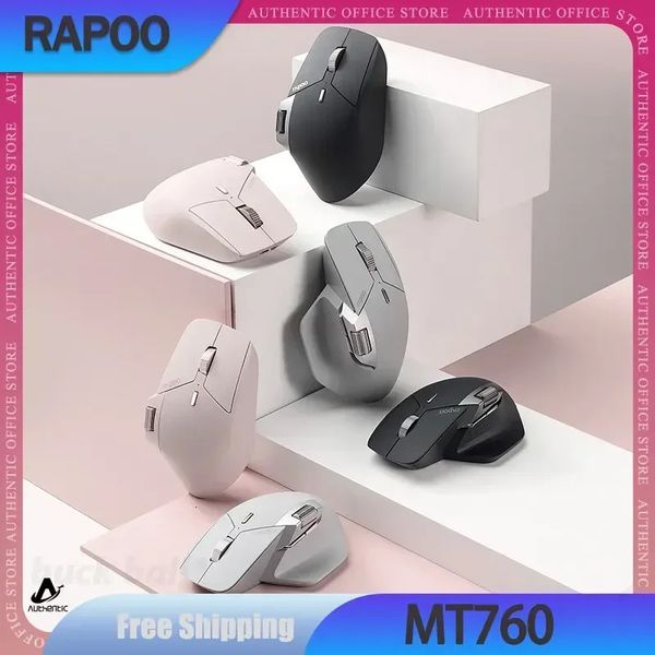 Ratos Rapoo MT760 Gamer Mouse 3Mode 2.4G Bluetooth Wireless Mouse Leve Mute Mouse Office E-Sport Gaming Mice para Windows Presentes 231208