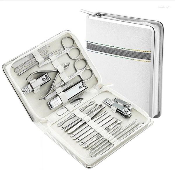 Kits de arte de unhas 11/21/26pcs conjunto de manicure cortador de aço inoxidável cutícula nipper pedicure ferramenta de cuidados de pele morta kit de limpeza de limpeza