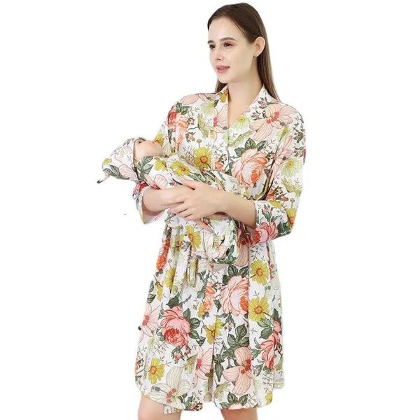 Pyjamas MotherToBe Schwangerschaft Baby Pucktuch Decke Stirnband Mütze 4-teiliges Set Mutter Stillen Schwangere Nachtwäsche Nachthemd Kleider 231208