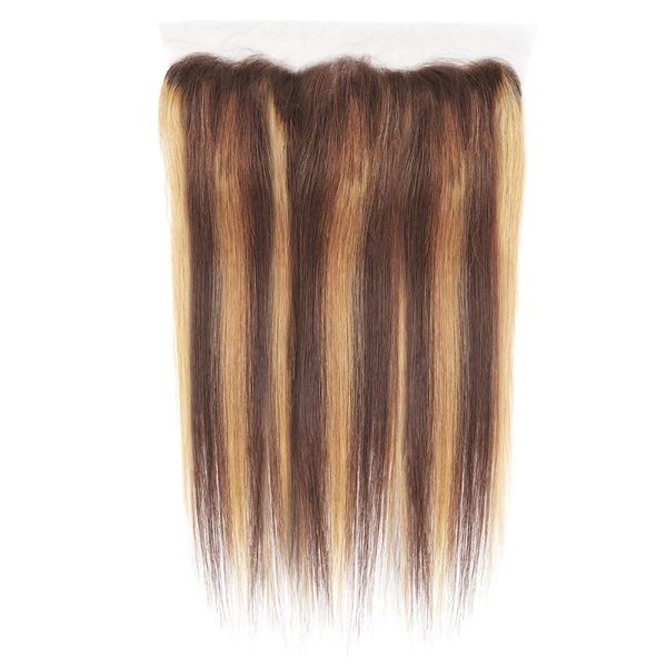 Cabelo humano brasileiro p4/27 piano cor 13x4 renda frontal parte livre peruano indiano produtos de cabelo malaio fechamentos superiores retos