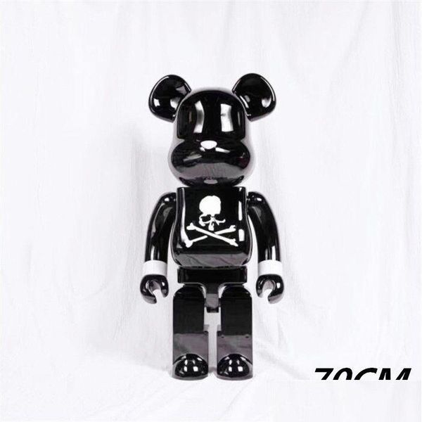 Jogos de filmes 1000% 70cm Bearbrick Evade Glue Skl Branco e Preto Urso Figuras Brinquedo para Colecionadores Berbrick Art Work Modelo Decorações Ki Dh1Wq