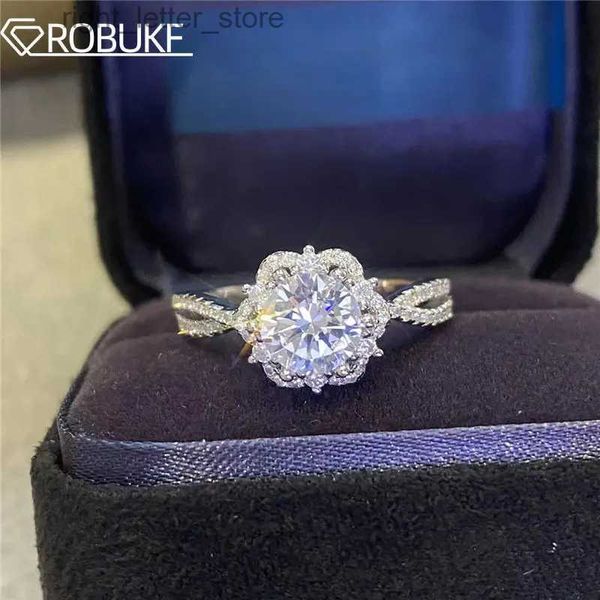 Com Side Stones Luxury 1CT/2CT Moissanite Noivado Ring For Women Girl 925 Sterling Silver D Color VVS Diamond Six Claw Snow Star Weding Band YQ231209