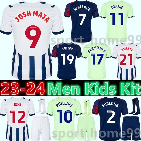 Yeni 23 24 West Bromwich Futbol Formaları Josh Maja Dike Asante 2023 2024 Diang Swift Eve Uzak Üçüncü Futbol Gömlek Sarmiento Furlong Yetişkin Erkekler Çocuk Kiti Üniforma