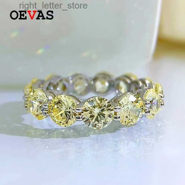 Con pietre laterali OEVAS argento sterling 925 5mm giallo rosa ad alto tenore di carbonio anelli di diamanti per le donne scintillanti festa di nozze gioielli raffinati regali YQ231209