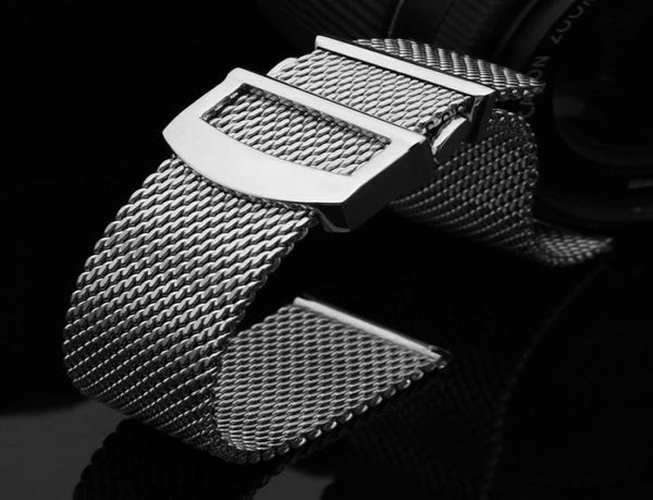 Cinturini per orologi Bracciale in maglia di acciaio inossidabile 316L 20mm 22mm Cinturino con fibbia pieghevole Cinturino in metallo solido Colore oro rosa4620951