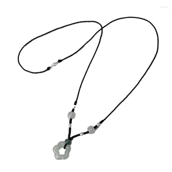 Цепочки Y4QE Изящное ожерелье с подвеской в виде цветка Нежное полое колье из плетеной веревки