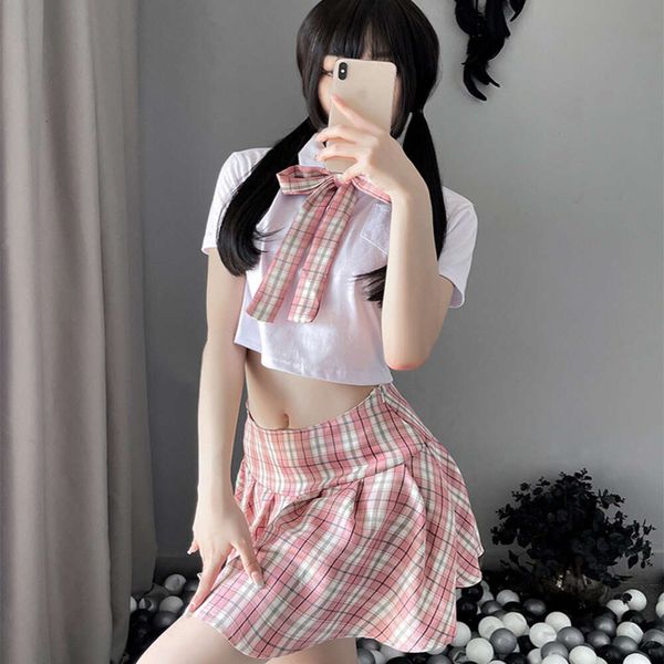 Gioco di ruolo Studente Gioco di sesso Vestito Gonna a pieghe erotica Lingerie sexy Vestito da ragazza della scuola Ragazze JK Uniforme Costume cosplay anime