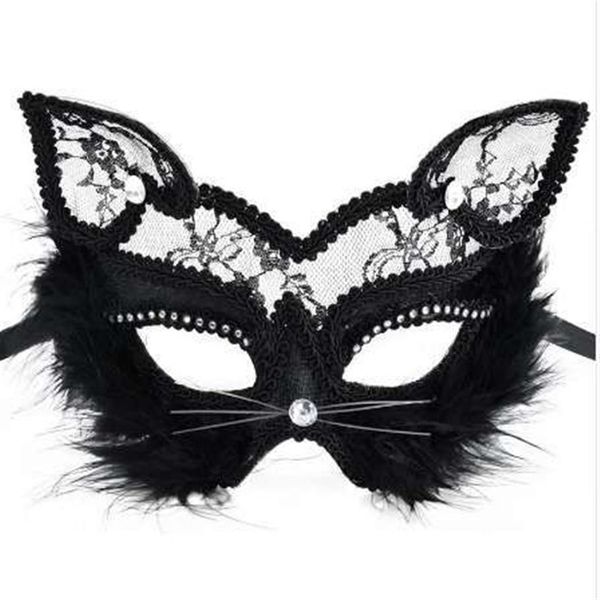 19 8 cm Fuchsmasken Sexy Spitzenkatzenmaske PVC Schwarz Weiß Damen Venezianische Maskenball-Partymaske QERFORMANCE Fun Masks280D