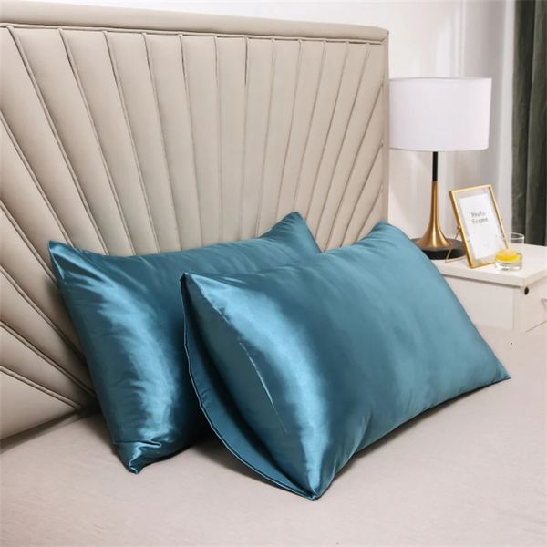 Almofadas de maternidade 2pcs fronha 100 seda travesseiro capa de seda cetim cabelo beleza caso confortável decoração de casa atacado 5166cm 231208