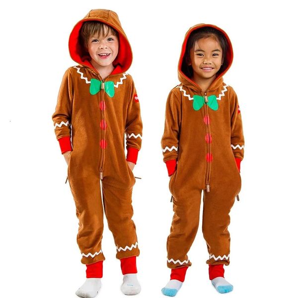 Macacão unissex meninas meninos gengibre macacão crianças bonito biscoito onesie natal 231208