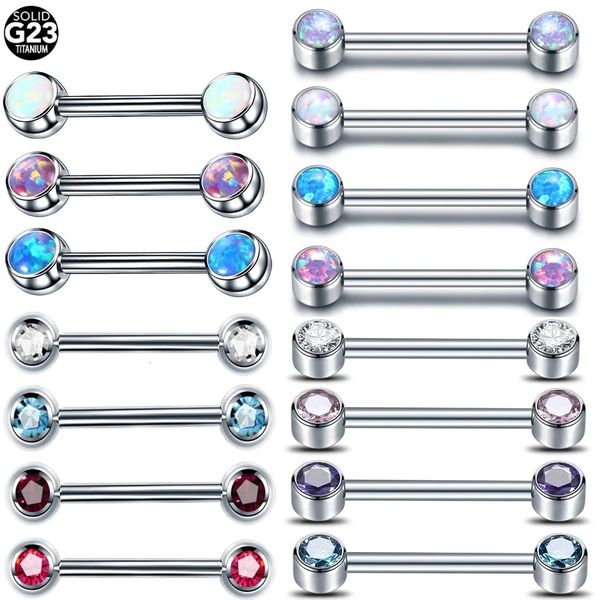 Outros acessórios de moda 10pcslot G23 Opal Nipple Piercing 14G Tongue Ring Interno Thread Crystal Barbell Mulheres Body Jewelry 231208