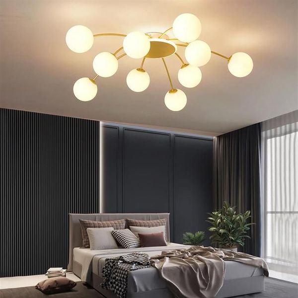 Lampadario moderno nordico a LED Illuminazione da incasso Luce Soggiorno Camera da letto Cucina Lampada a bolle di vetro Lampadari284w