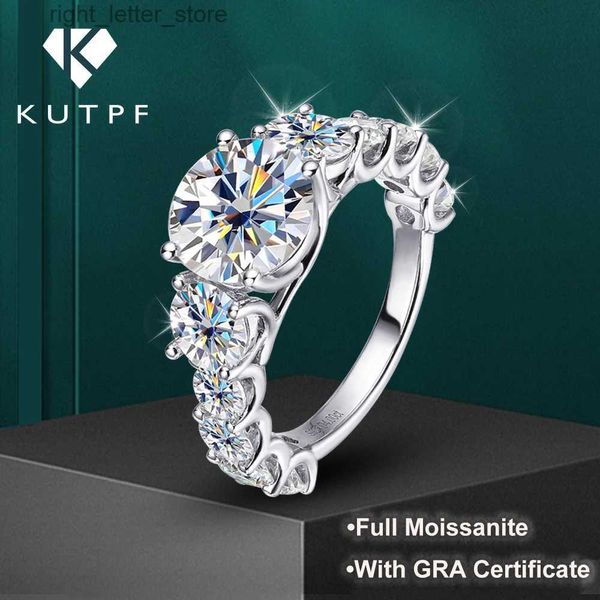 Com pedras laterais 8CT luxo completo moissanite anel de noivado 925 prata esterlina GRA certificado D cor diamante aliança de casamento para mulheres sobreposição YQ231209