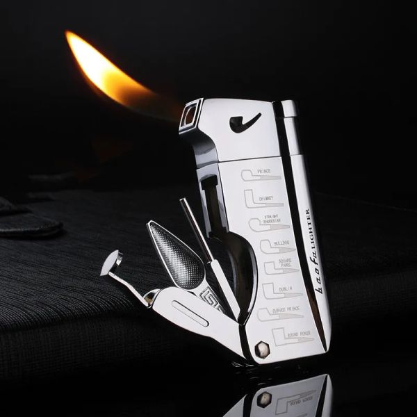 Бутановая струйная зажигалка с трубным инструментом Зажигалки для трубных стержней Многофункциональная газовая горелка Free Fire Компактные аксессуары для сигарет Сигары для мужчин BJ