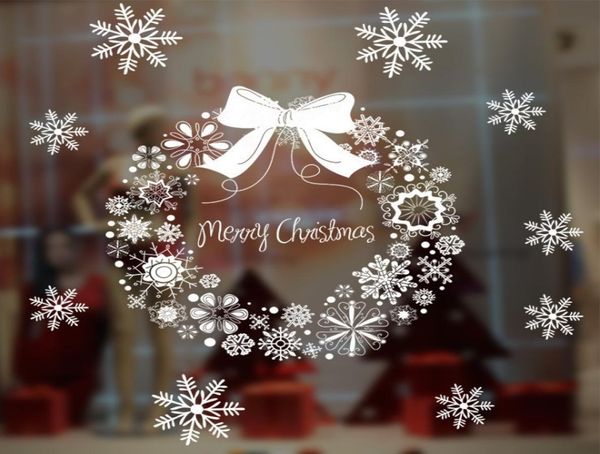 2021 Weihnachten Dekoration Kleber Wasserdichte Girlande Glas PVC Elektrostatische Fenster Große Schneeflocke Wand Aufkleber Navidad Noel Y3092042