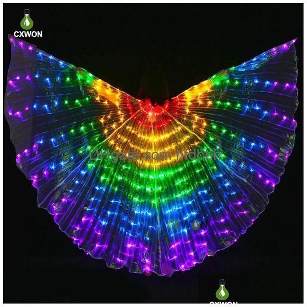 Otra iluminación LED Adt Dancer Performance Alas de mariposa fluorescentes Danza del vientre Isis Bellydance Disfraces de carnaval Entrega de gotas Li Dhfdi