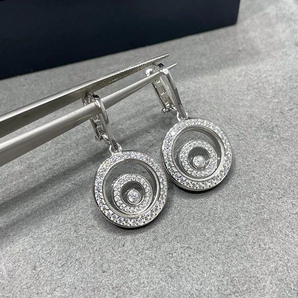 Ohrstecker Hochwertiger Trendschmuck Damen Rundes Glas Smart Vollzirkon Exquisites Jubiläumsgeschenk