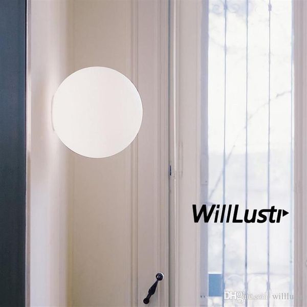 Globo moderno de vidro lâmpada de parede led arandela bola de vidro branco sombra luz lâmpada do teto 14cm 25cm 35cm redondo leite sombra de vidro light3138